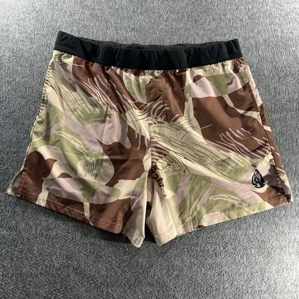 TacHuntFish Shorts Mens XXL Brown Camo Rhodesian Brushstroke Tactical Training